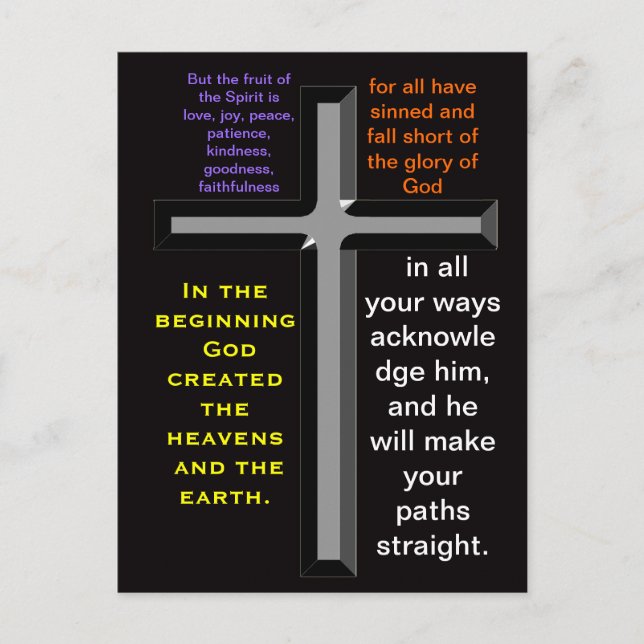 Versets bibliques sur une carte postale colorée (Devant)