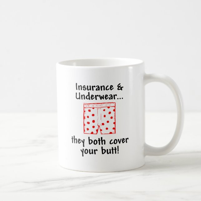 Versicherung und Unterwäsche - sie beide bedecken Kaffeetasse (Rechts)