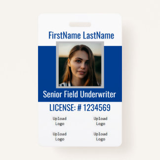 Versicherungs-Agent-Abzeichen-Front & Back Blue 4l Ausweis