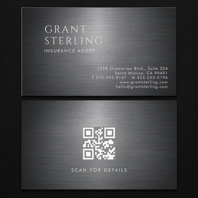 Versicherungsvertreter Metallischer QR-Code Visitenkarte (Von Creator hochgeladen)