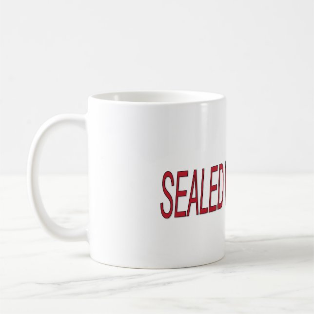 versiegelt mit Kiss-Liebe-Zitaten Kaffeetasse (Links)