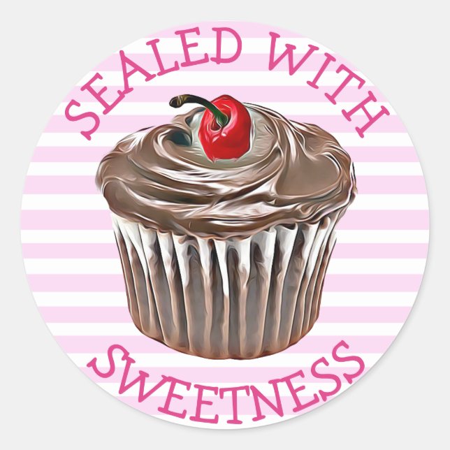 Versiegelt mit Sweetness Chocolate Cupcake Aufkleb Runder Aufkleber (Vorderseite)