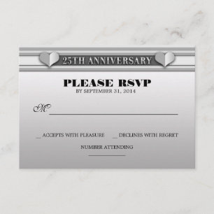 versilbern Sie 25. Hochzeitsjahrestag UAWG-Karten RSVP Karte
