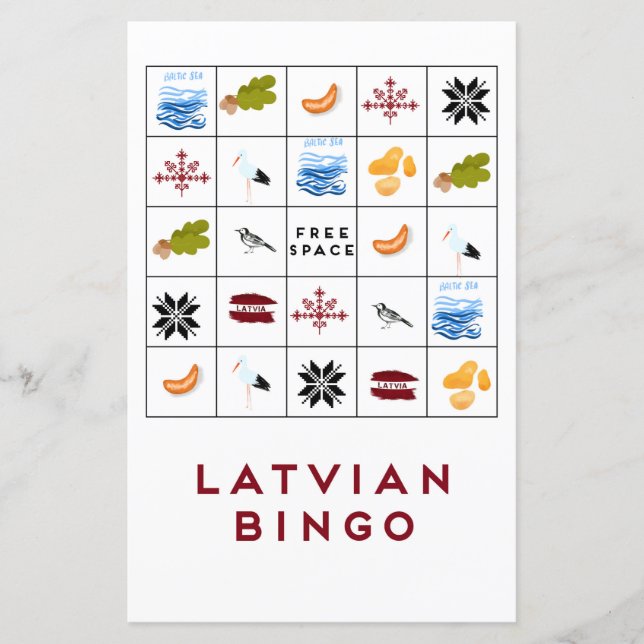 Version 5 de la carte de bingo letton (Devant)