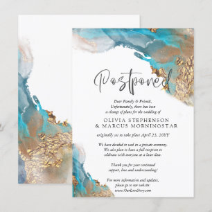 Verspätete Hochzeit Aquamarin und Gold Abstrakt Einladung