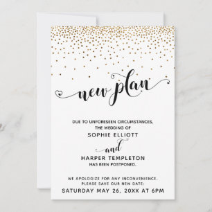 Verspätete Hochzeit Gold Confetti & Herz - neuer P Einladung