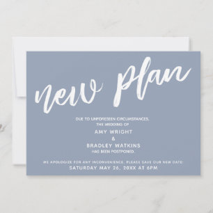 Verspätete Hochzeit neue Plan Dusty Blue Ankündigu Einladung