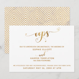 Verspätete Hochzeit "Oops!" Gold Heart Script Einladung