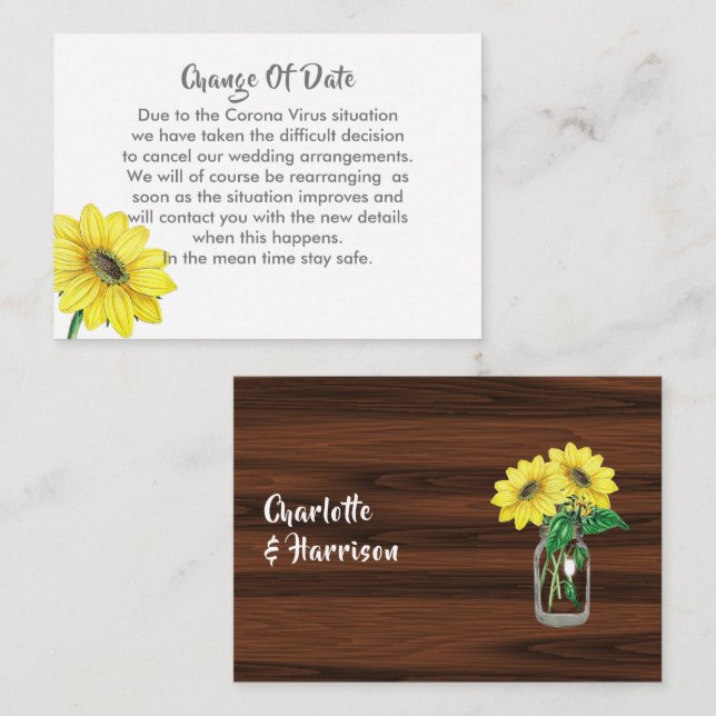 Verspätete Hochzeitänderung Begleitkarte (Vorne/Hinten)