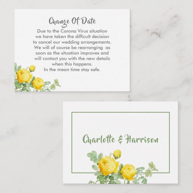 Verspätete Hochzeitänderung Begleitkarte (Vorne/Hinten)