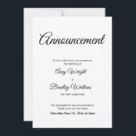 Verspätete Hochzeitsankündigung Elegante Karte<br><div class="desc">Hier ist eine einfache Karte, um Ihre Gäste zu benachrichtigen, wenn es notwendig ist, um Ihr Hochzeitstag zu ändern. Verwenden Sie die Vorlagenfelder, um Ihre persönlichen Daten hinzuzufügen und dieses elegante, minimalistische Design zu Ihrem eigenen zu machen. Der weiße Hintergrund kann in eine beliebige Farbe geändert werden. Alle Schriftart und...</div>