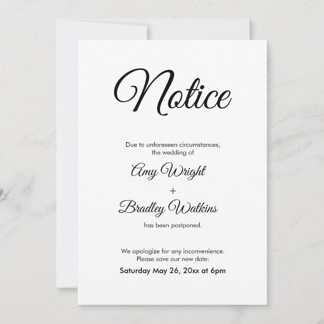 Verspätete Hochzeitsankündigung Elegante Mitteilun Einladung (Vorderseite)