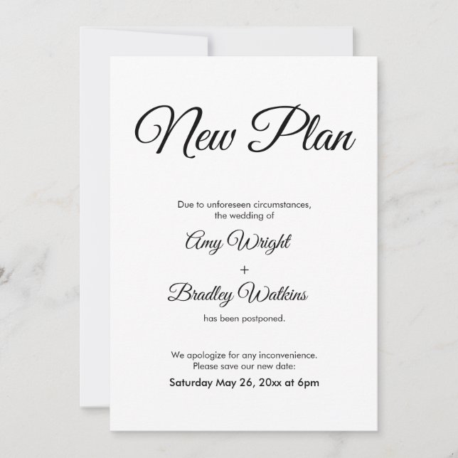 Verspätete Hochzeitsankündigung Eleganter Plan Einladung (Vorderseite)