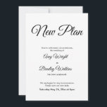 Verspätete Hochzeitsankündigung Eleganter Plan Einladung<br><div class="desc">Hier ist eine einfache Karte, um Ihre Gäste zu benachrichtigen, wenn es notwendig ist, um Ihr Hochzeitstag zu ändern. Verwenden Sie die Vorlagenfelder, um Ihre persönlichen Daten hinzuzufügen und dieses elegante, minimalistische Design zu Ihrem eigenen zu machen. Der weiße Hintergrund kann in eine beliebige Farbe geändert werden. Alle Schriftart und...</div>