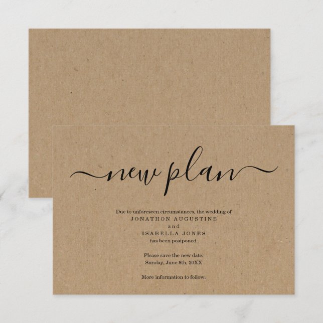 Verspätete Hochzeitsankündigung über Kraft Einladung (Vorne/Hinten)