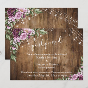 Verspätete Hochzeitsankündigung Wood Lights Blume Einladung