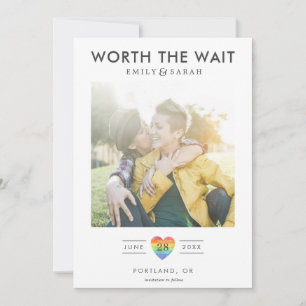 Verspätete Hochzeitsskala Save the Date mit Foto