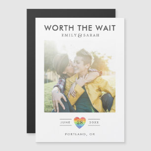 Verspätete Hochzeitsskala Save the Date mit Foto Magneteinladung