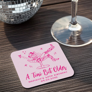 Verspielte A Tini Bit Older Hot Pink Geburtstagsfe Rechteckiger Pappuntersetzer