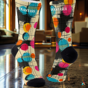 Verspielte abstrakte Socken mit farbenfrohen kreis