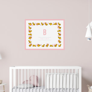 Verspielte Baby-Enten Rosa Monogramm Kinderzimmer  Poster