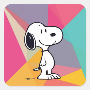 Verspielte Beagle-Cartoon-Geometric-Pop-Art Quadratischer Aufkleber