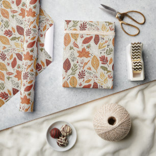 Verspielte Boho-Vielfarben-Herbstblätter Geschenkpapier