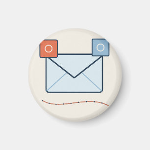 Verspielte Briefmarkenformen und feine Linien Magnet