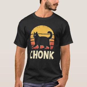 Verspielte Chonks-Katze Sonnenuntergang Silhouette T-Shirt