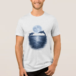 Verspielte Delfine im Mondlicht Tri-Blend Shirt