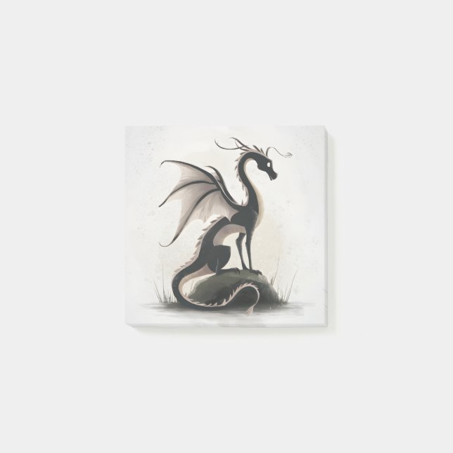 Verspielte Drachenillustration Post-it Klebezettel (Vorderseite)