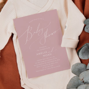 Verspielte Dusty Rose Paarbaby-Party Einladung