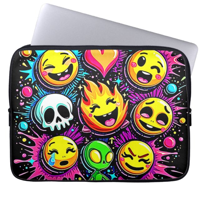 Verspielte Emoji-Explosion Laptopschutzhülle (Vorderseite)