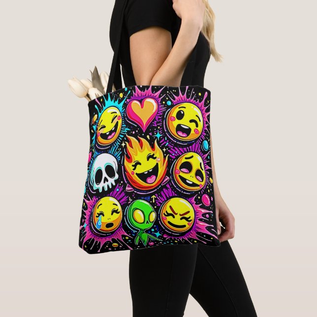 Verspielte Emoji-Explosion Tasche (Von Nahem)