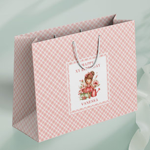 Verspielte Feen-Mädchen-Röte-Blumen-Geburtstags-Ge Große Geschenktüte