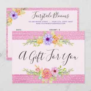Verspielte Florale Rosen Rosa Geschenkgutschein Ka Einladung
