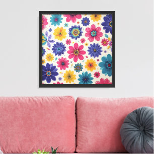 Verspielte florale Wandkunst Leinwanddruck