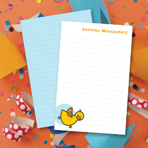 Verspielte gelbe Baby-Ente Blaue Punkt Kinder-Dank Briefpapier