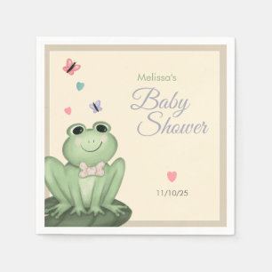 Verspielte geschlechtsneutrale Frosch-Baby-Party Serviette