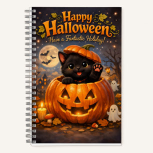 Verspielte glückliche Halloween-Spiralnotiz Notizbuch