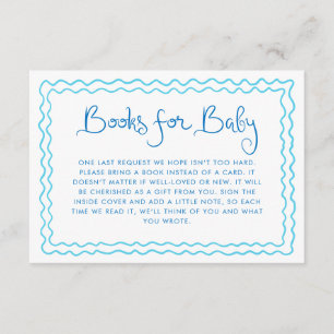 Verspielte handgeschriebene blaue Bücher für Baby Begleitkarte