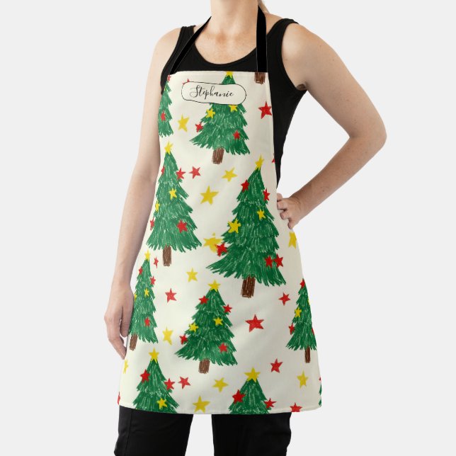 Verspielte handgezeichnete Weihnachtsbaum-Muster-P Schürze (InSitu)