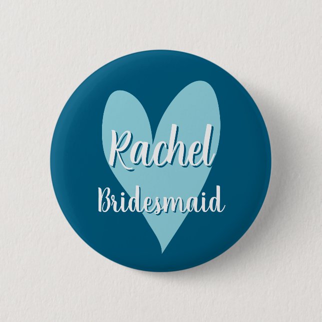 Verspielte Herz Brautjungfern Namensbuttons Button (Vorderseite)