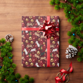 Verspielte Katzen mit glänzenden Weihnachtsdekorat Geschenkpapier