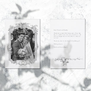 Verspielte klassische französische Rosen-Foto-Hoch Dankeskarte