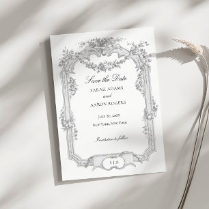 Verspielte klassische französische Rosen-Girlande  Save The Date