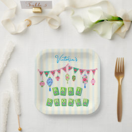 Verspielte Mahjong-Baby-Party Pappteller