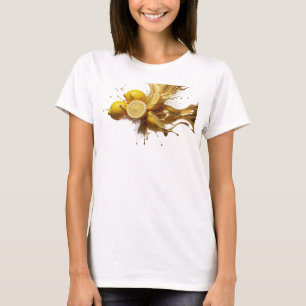 Verspielte orange abstrakte Zitronen tragbare Kuns T-Shirt