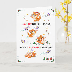 Verspielte orange Kätzchen Weihnachten Karte