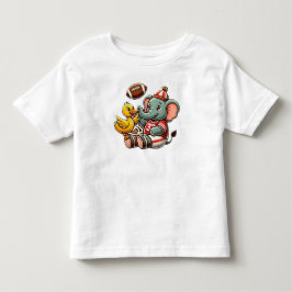 Verspielte Pals: Cartoon Elephant und Ente Kleinkind T-shirt